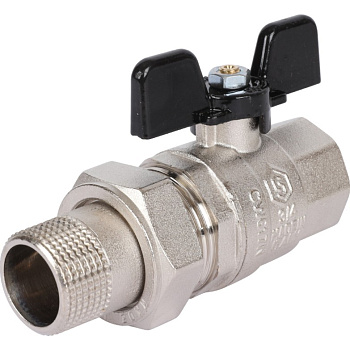 Кран шаровой полнопроходной с "американкой" Ду 20 (3/4") ВР/НР ручка бабочка STOUT